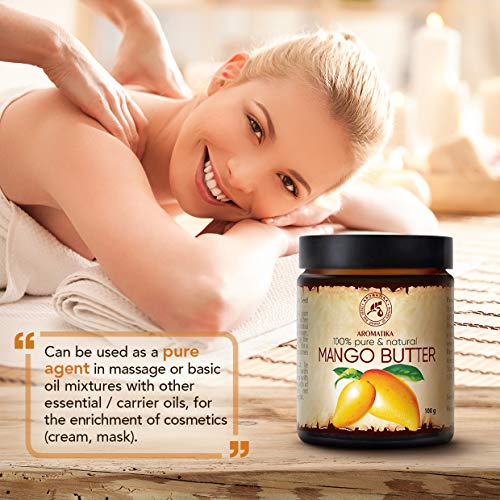 Manteca de Mango 100g - Mangifera Indica - Indonesia - 100% Puro y Natural - Botella de Vidrio - Aceite Base - Refinada - Cuidado Facial y Corporal Intenso - Piel - Masaje - Cabello