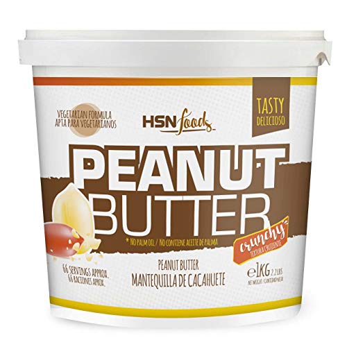 Mantequilla de Cacahuete de HSN | Textura Crujiente - Peanut Butter Crunchy - 100% Natural | Apto Vegetariano, Sin grasa de palma, Sin grasa trans, Sin azúcar ni sal añadidos, 1000g