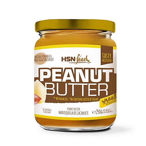 Mantequilla de Cacahuete de HSN | Textura Suave y Cremosa - Peanut Butter Smooth - 100% Natural | Apto Vegetariano, Sin grasa de palma, Sin grasa trans, Sin azúcar ni sal añadidos, 250g