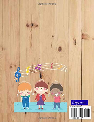 Manuscript paper 6 staves Row unstained reclaimed planed palette wood planks warm yellow background cover, 6 staves per page, 100 pages – Large (8.5 x 11 inches)