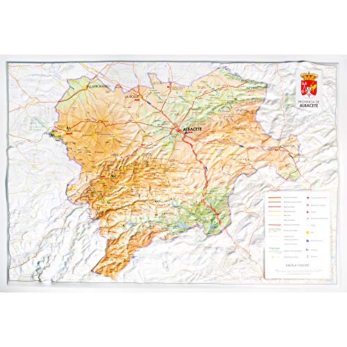 Mapa en relieve de Albacete: Escala 1:520.000