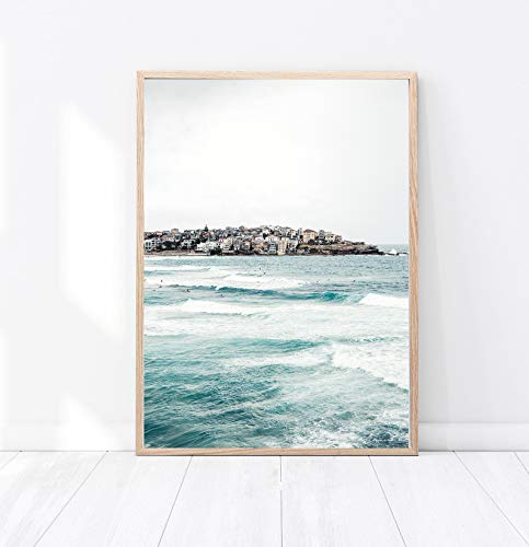 Mapa Mundi Láminas Decorativas para salón, Comedor, habitación, Dormitorio, Pasillo. Set de 6 Posters Modernos DIN A3 y DIN A4. Sin Marco. (Azul)