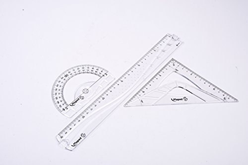 Maped 897118 - Kit de regla zurdos, escuadra y transportador, 3 piezas