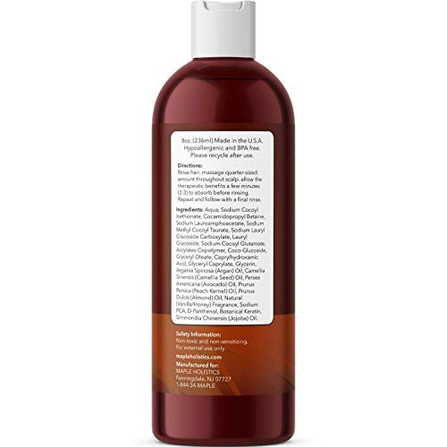 maple holistics Aceite de argán Champú, libre de sulfatos - Con argán, jojoba, aguacate, almendra, hueso de melocotón, semilla de camelia, y la queratina - 100% seguro Cabellos Teñidos - para los hombres, mujeres y Adolescentes - Todo tipo de cabello - má