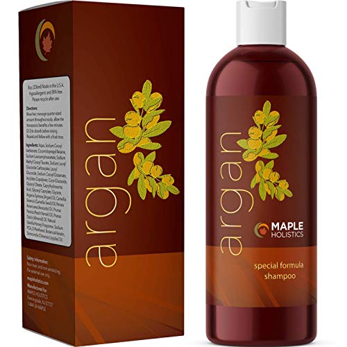 maple holistics Aceite de argán Champú, libre de sulfatos - Con argán, jojoba, aguacate, almendra, hueso de melocotón, semilla de camelia, y la queratina - 100% seguro Cabellos Teñidos - para los hombres, mujeres y Adolescentes - Todo tipo de cabello - má