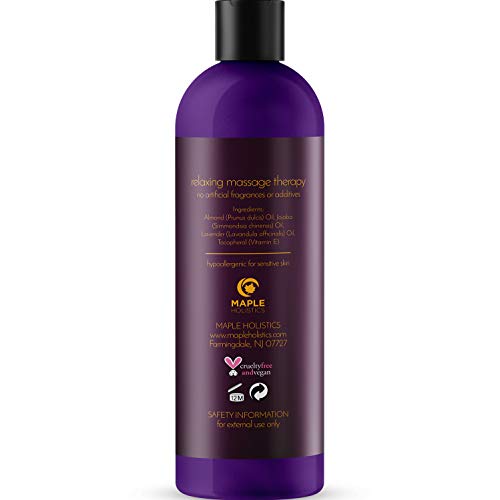maple holistics Masaje Sensual Aceite W/puro aceite de lavanda - Relajante Almendra y Aceite de Jojoba - mujeres y los hombres â € “100% Natural Skin Therapy hipoalergénico - EEUU Hecho