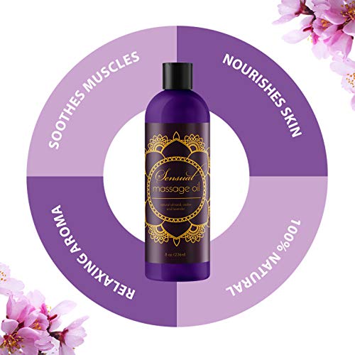 maple holistics Masaje Sensual Aceite W/puro aceite de lavanda - Relajante Almendra y Aceite de Jojoba - mujeres y los hombres â € “100% Natural Skin Therapy hipoalergénico - EEUU Hecho