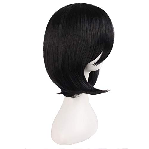 MapofBeauty 14"/35cm corto lacio seorita de cosplay corto Pelucas (negro)