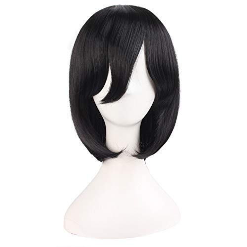 MapofBeauty 14"/35cm corto lacio seorita de cosplay corto Pelucas (negro)