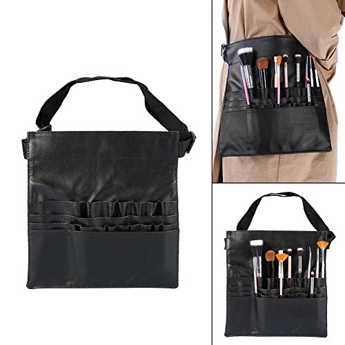 Maquillaje cepillo bolsa, soporte ajustable de suave piel sintética 22 bolsillos delantal cintura bolsa cosméticos almacenamiento herramientas