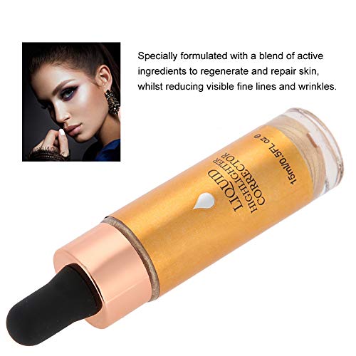 Maquillaje de Lentejuelas, Resaltador Corrector Crema de Ojos, maquillaje de contorno súper suave, resaltador a prueba de agua con brillo brillante en 3D (4#GOLD)