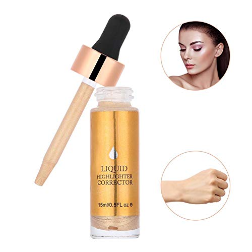 Maquillaje de Lentejuelas, Resaltador Corrector Crema de Ojos, maquillaje de contorno súper suave, resaltador a prueba de agua con brillo brillante en 3D (4#GOLD)