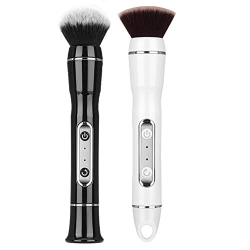 Maquillaje eléctrico cepillo Fundación Blush cepillo de herramientas de belleza multi-función de la fibra del pelo USB de carga cepillo de maquillaje portátil,White