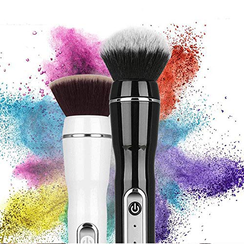 Maquillaje eléctrico cepillo Fundación Blush cepillo de herramientas de belleza multi-función de la fibra del pelo USB de carga cepillo de maquillaje portátil,White