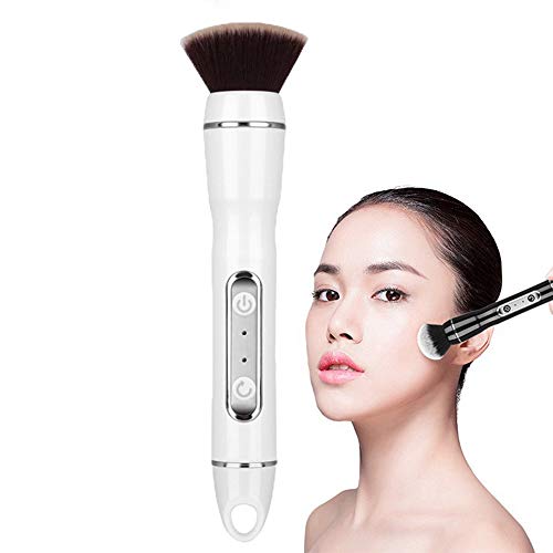 Maquillaje eléctrico cepillo Fundación Blush cepillo de herramientas de belleza multi-función de la fibra del pelo USB de carga cepillo de maquillaje portátil,White