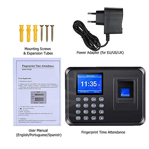 Maquina Asistencia de Fichar Huella Dactilar,con 8G Disco U,100.000 Registros, Sistema Española, Biometrico Huella,2.4 Pulgadas (4)
