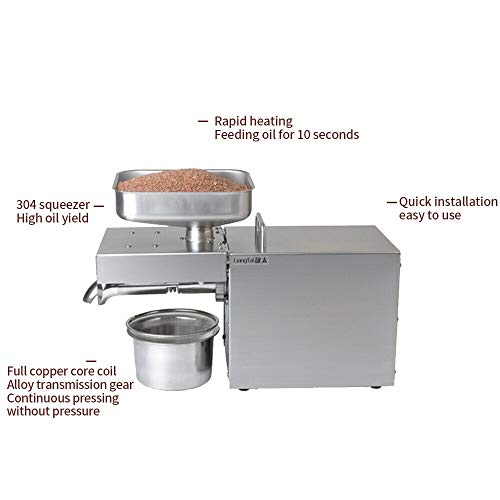 Máquina automática para la prensa de aceite Extractor de aceite de 1500 W de grado comercial Expulsor de aceite para aguacate Coco Lino Oliva Cacahuete de ricino Semilla de cáñamo Sésamo Girasol