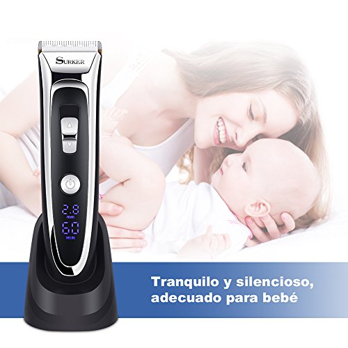 Maquina Cortapelo Cortapelos Electrónico Pantalla LED Cuchilla de Titanio y Cerámica 7 Peines Batería Recargable para Hombre de YOHOOLYO