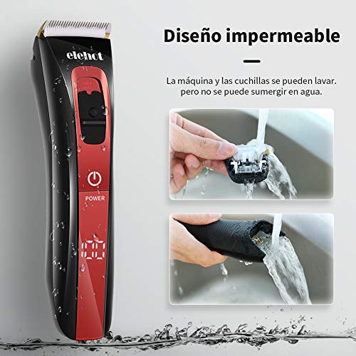 Maquina Cortar Pelo Cortapelos Hombre Profesional Recargable Inalámbrica con Peines 4-24 mm/Derecha/Izquierda Para Usar en el hogar y la Peluquería ELEHOT