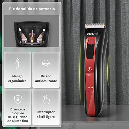 Maquina Cortar Pelo Cortapelos Hombre Profesional Recargable Inalámbrica con Peines 4-24 mm/Derecha/Izquierda Para Usar en el hogar y la Peluquería ELEHOT