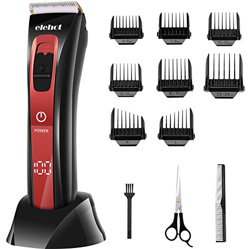 Maquina Cortar Pelo Cortapelos Hombre Profesional Recargable Inalámbrica con Peines 4-24 mm/Derecha/Izquierda Para Usar en el hogar y la Peluquería ELEHOT