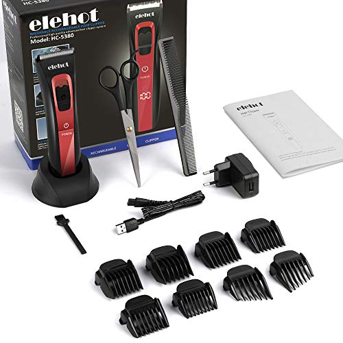 Maquina Cortar Pelo Cortapelos Hombre Profesional Recargable Inalámbrica con Peines 4-24 mm/Derecha/Izquierda Para Usar en el hogar y la Peluquería ELEHOT