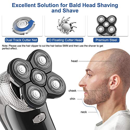Maquina De Afeitar, Recargable Maquinilla de afeitar hombre Navaja de cabeza calva USB Afeitadoras rotativas Sin cable Impermeable Afeitadora eléctrica hombreBarbero con Cepillo de limpieza facial