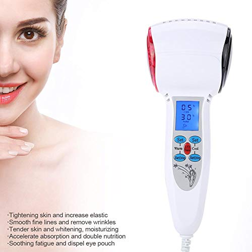 Máquina de belleza, Máquina de masaje de estiramiento de la piel facial, Martillo frío y caliente Crioterapia Nutrición Dispositivo de belleza de entrada Máquina de masajeador facial(Enchufe de la UE)