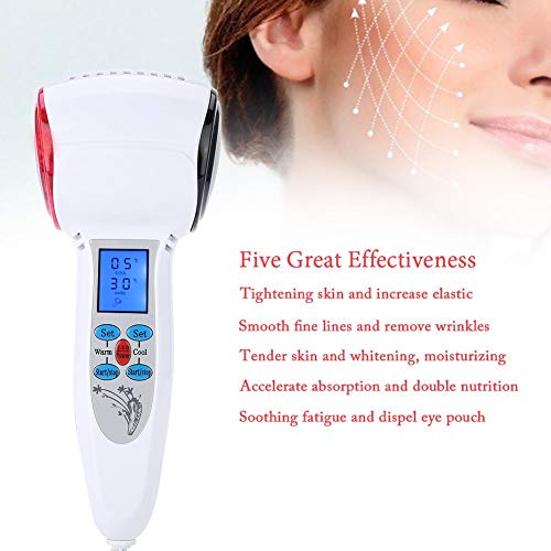 Máquina de belleza, Máquina de masaje de estiramiento de la piel facial, Martillo frío y caliente Crioterapia Nutrición Dispositivo de belleza de entrada Máquina de masajeador facial(Enchufe de la UE)