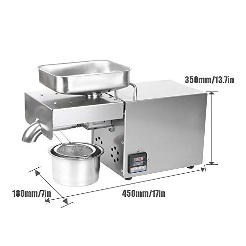 Máquina de prensa de aceite,Eléctrico Automático Comercial Extractor de prensa de aceite para Flax Maní Cáñamo Semillas de cáñamo Canola Sésamo 2000W