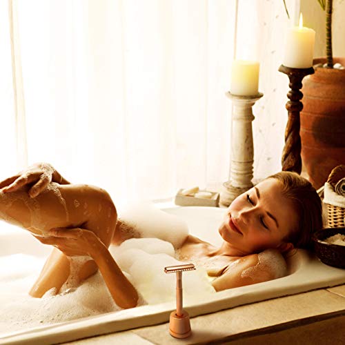 Maquinilla Afeitar Mujer| Oro Rosa | Maquinilla Mujer | Incluye Soporte Cuchillas Afeitar Mujer | Productos Ecologicos | Maquinilla Clasica | Safety Razor | Shaving Razor | Bambaw