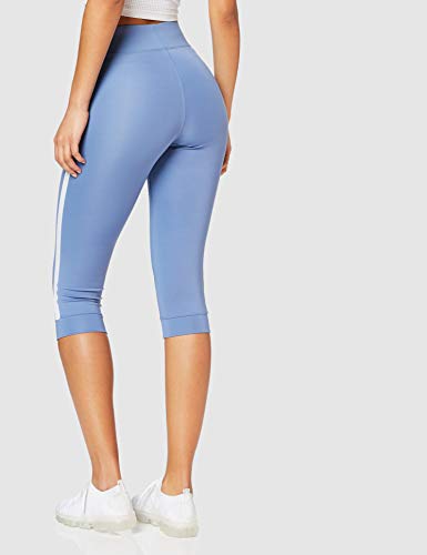 Marca Amazon - AURIQUE Leggings de Deporte con Banda Lateral Estilo Capri Mujer, Azul (Colony Blue), 38, Label:S