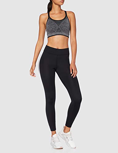 Marca Amazon - AURIQUE Leggings de Deporte con Banda Lateral Mujer, Negro (Black), 40, Label:M