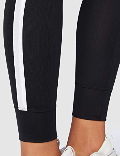 Marca Amazon - AURIQUE Leggings de Deporte con Banda Lateral Mujer, Negro (Black), 40, Label:M