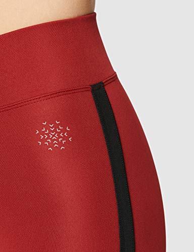 Marca Amazon - AURIQUE Leggings de Deporte con Banda Lateral Mujer, Rojo (Red Dhalia), 42, Label:L