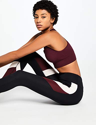 Marca Amazon, Aurique Leggings deportivos para Mujer, Negro (Black/Port Royale/Blush), L