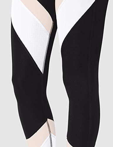 Marca Amazon, Aurique Leggings deportivos para Mujer, Negro/Carmín/Blanco, S
