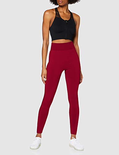 Marca Amazon - AURIQUE Mallas de Deporte sin Costuras de Tiro Alto Mujer, Rojo, 42, Label:L