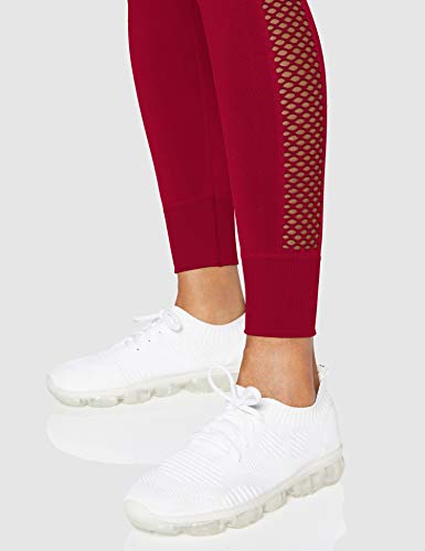 Marca Amazon - AURIQUE Mallas de Deporte sin Costuras de Tiro Alto Mujer, Rojo, 42, Label:L