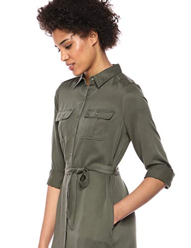 Marca Amazon – Daily Ritual - Vestido de tencel de manga larga para mujer, Oliva oscuro, US 10 (EU M - L)