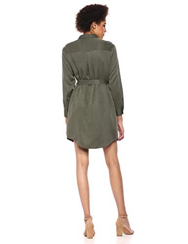 Marca Amazon – Daily Ritual - Vestido de tencel de manga larga para mujer, Oliva oscuro, US 10 (EU M - L)