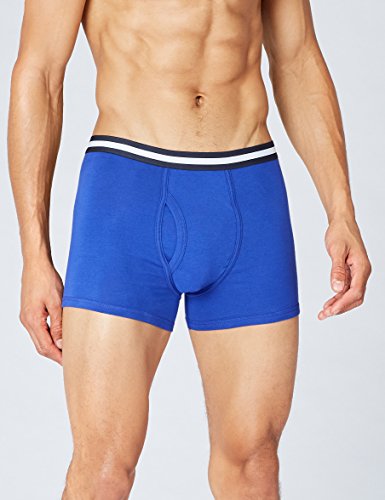 Marca Amazon - find. Calzoncillo Corto de Algodón Hombre, Pack de 5, Blau (Clemetis Blue), M, Label: M