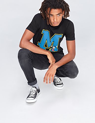 Marca Amazon - find. Camiseta Estampada de Mickey Mouse para Hombre, Schwarz (Black), M, Label: M