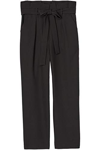 Marca Amazon - find. Check Paperbag Waist, Pantalón de Cuadros con Cintura de Fuelle Mujer, Negro, 44, Label: XL