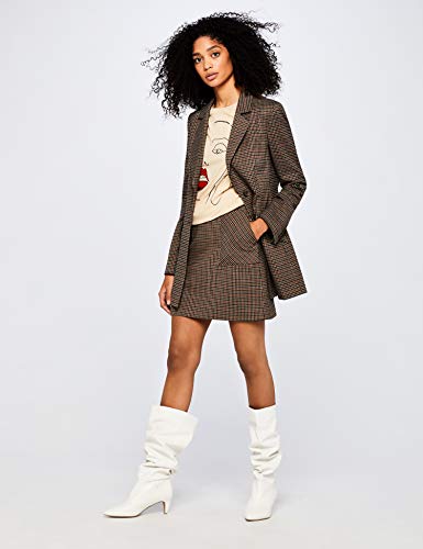 Marca Amazon - find. Check Suit Skirt - Falda Mujer, Marrón (Brown Check), 38, Label: S