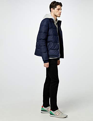 Marca Amazon - find. Denim Puffa Chaqueta Hombre, Azul (Dk Indigo), M, Label: M