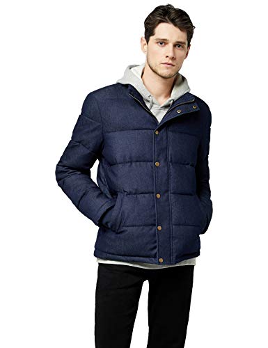Marca Amazon - find. Denim Puffa Chaqueta Hombre, Azul (Dk Indigo), M, Label: M