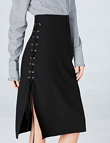 Marca Amazon - find. Falda con Detalle Cruzado para Mujer, Negro (Black), 38, Label: S