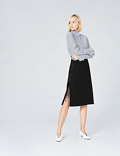 Marca Amazon - find. Falda con Detalle Cruzado para Mujer, Negro (Black), 38, Label: S