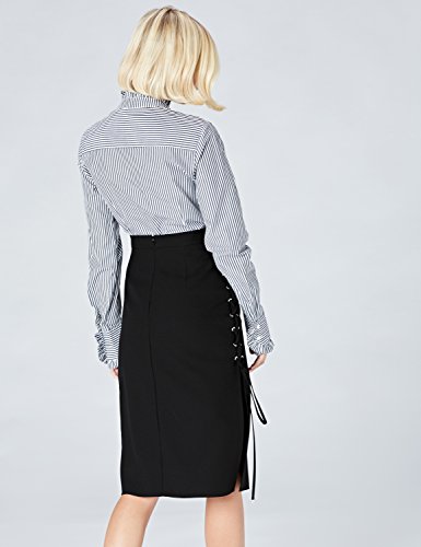 Marca Amazon - find. Falda con Detalle Cruzado para Mujer, Negro (Black), 38, Label: S